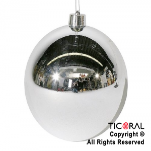 BOLA DE NAVIDAD 15 CM METALIZADO PLATA x 1